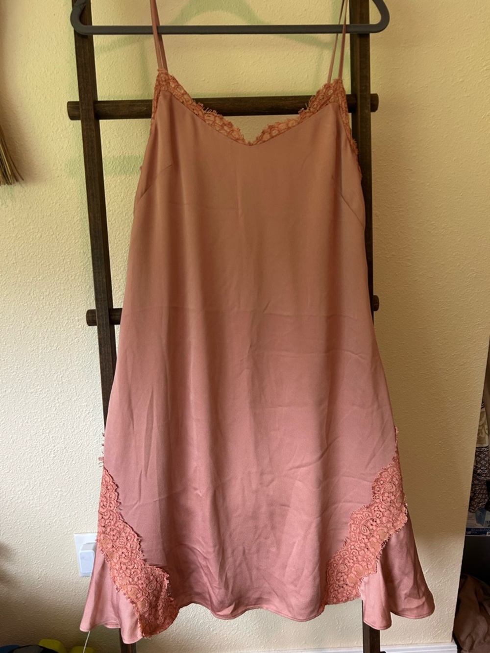 Lace-accent Slip Dress in Dusty Rose